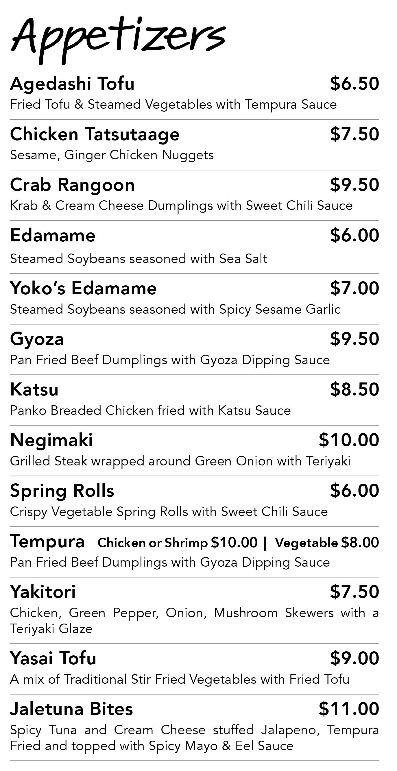 menu